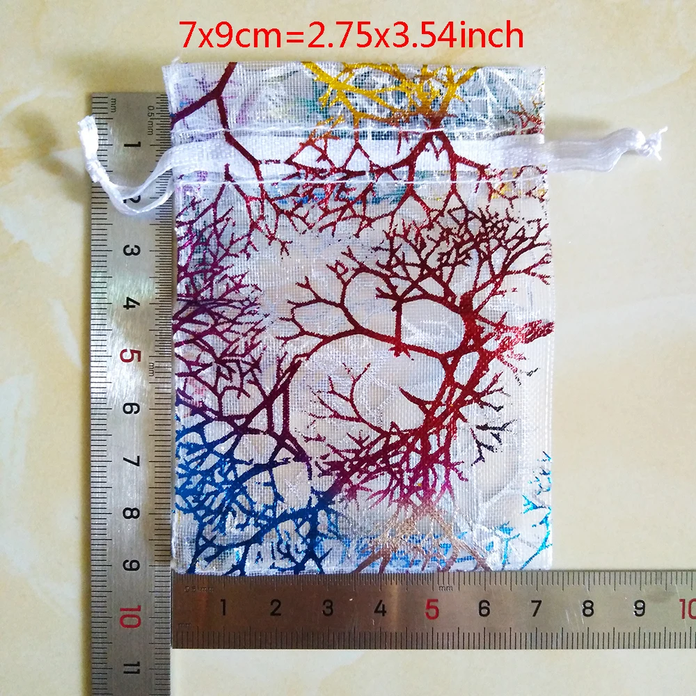 50pcs/lot 7x9 9x12 10x15 13x18cm Colorful Drawstring Organza Bags  Jewelry Packaging Bags Wedding Party Gift Bag Jewelry Pouch