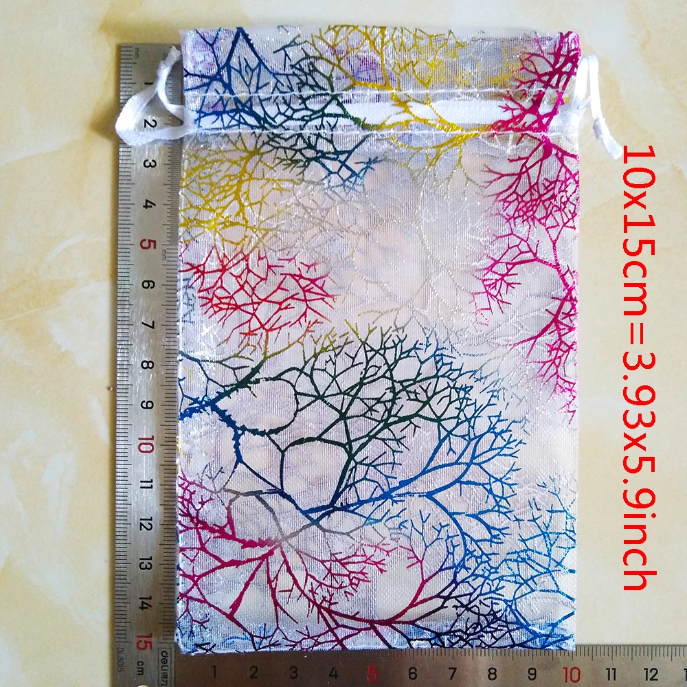 50pcs/lot 7x9 9x12 10x15 13x18cm Colorful Drawstring Organza Bags  Jewelry Packaging Bags Wedding Party Gift Bag Jewelry Pouch