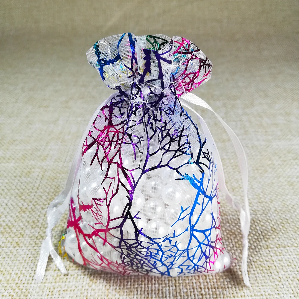 50pcs/lot 7x9 9x12 10x15 13x18cm Colorful Drawstring Organza Bags  Jewelry Packaging Bags Wedding Party Gift Bag Jewelry Pouch