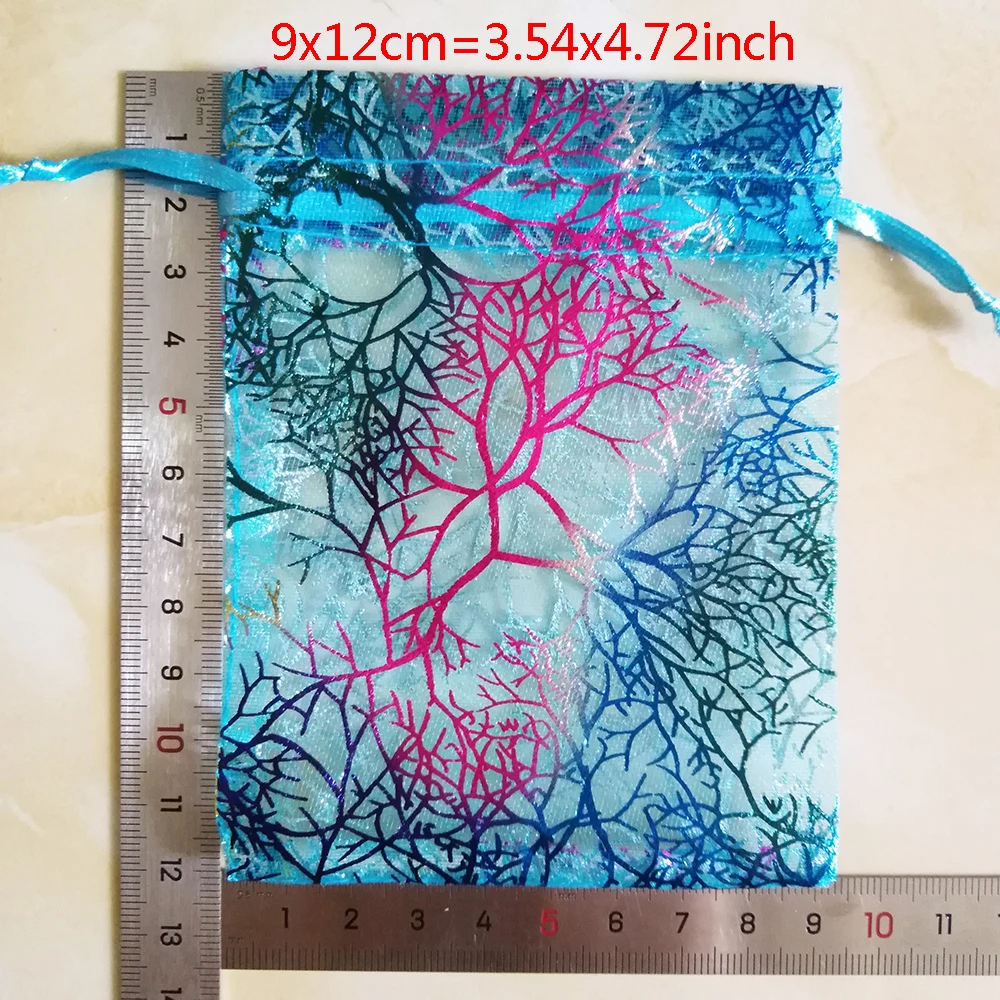 50pcs/lot 7x9 9x12 10x15 13x18cm Colorful Drawstring Organza Bags  Jewelry Packaging Bags Wedding Party Gift Bag Jewelry Pouch