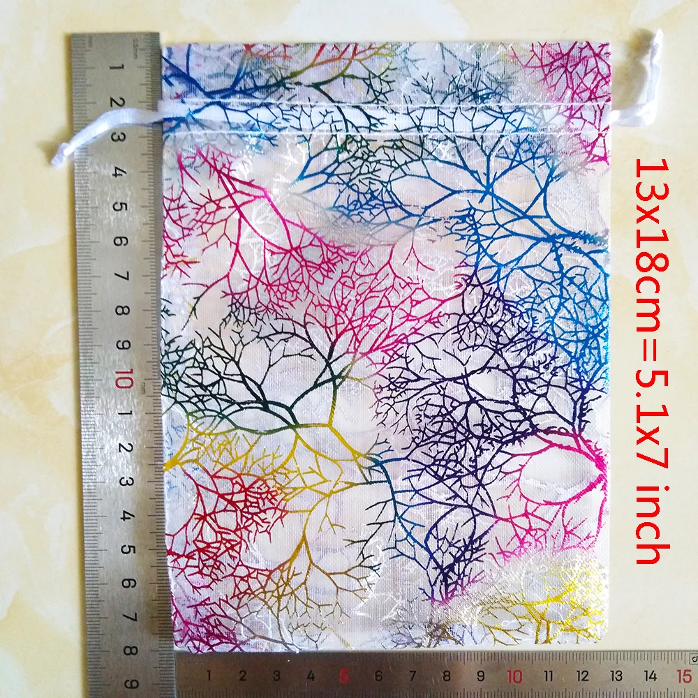 50pcs/lot 7x9 9x12 10x15 13x18cm Colorful Drawstring Organza Bags  Jewelry Packaging Bags Wedding Party Gift Bag Jewelry Pouch