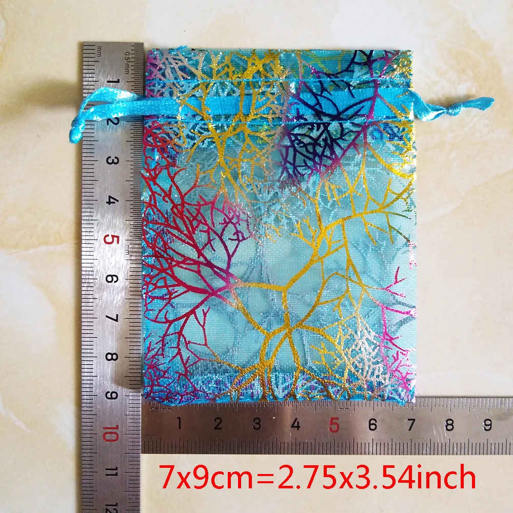 50pcs/lot 7x9 9x12 10x15 13x18cm Colorful Drawstring Organza Bags  Jewelry Packaging Bags Wedding Party Gift Bag Jewelry Pouch