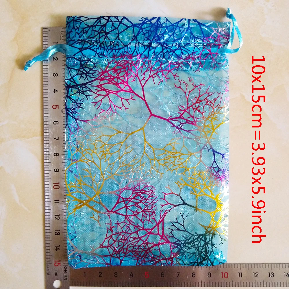 50pcs/lot 7x9 9x12 10x15 13x18cm Colorful Drawstring Organza Bags  Jewelry Packaging Bags Wedding Party Gift Bag Jewelry Pouch
