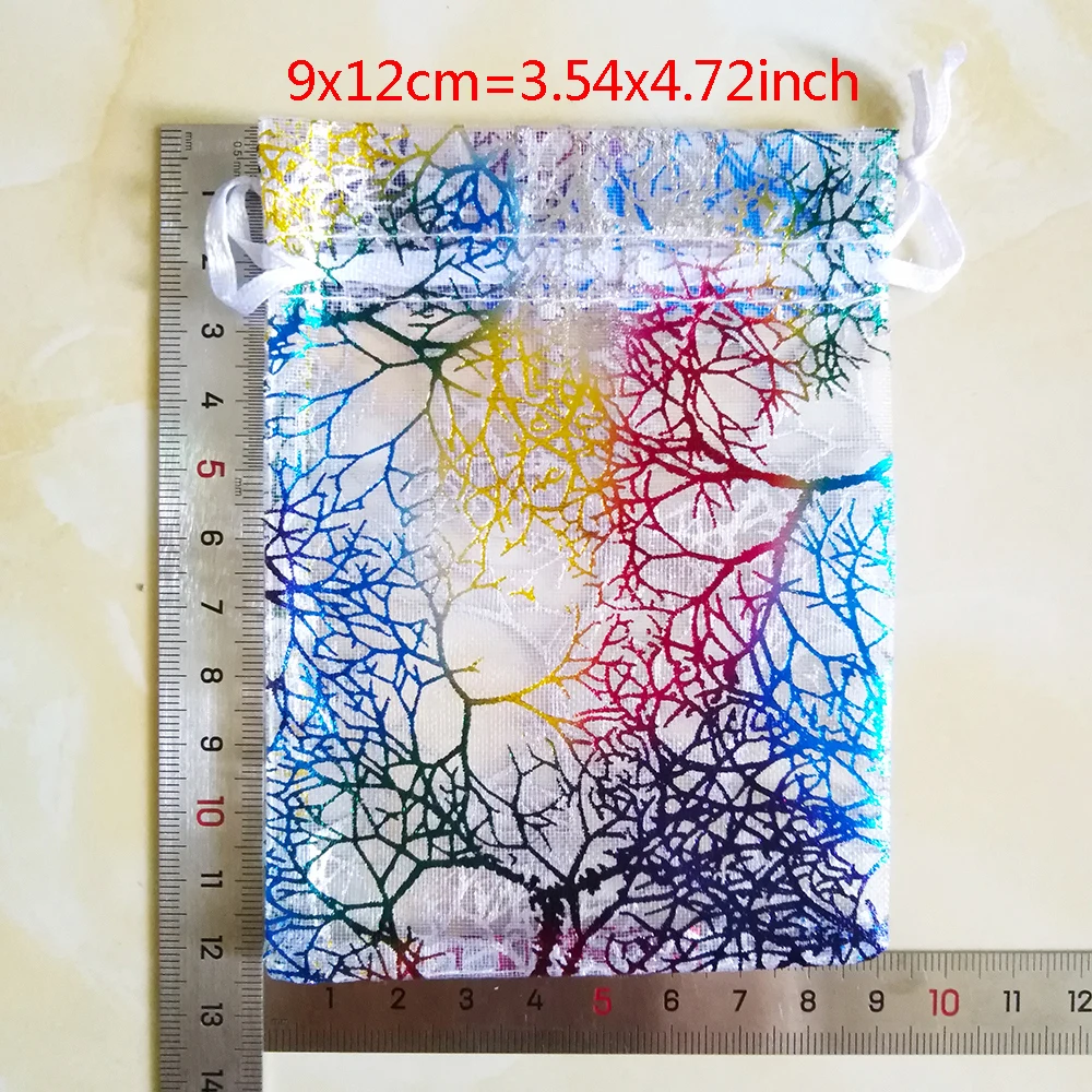 50pcs/lot 7x9 9x12 10x15 13x18cm Colorful Drawstring Organza Bags  Jewelry Packaging Bags Wedding Party Gift Bag Jewelry Pouch