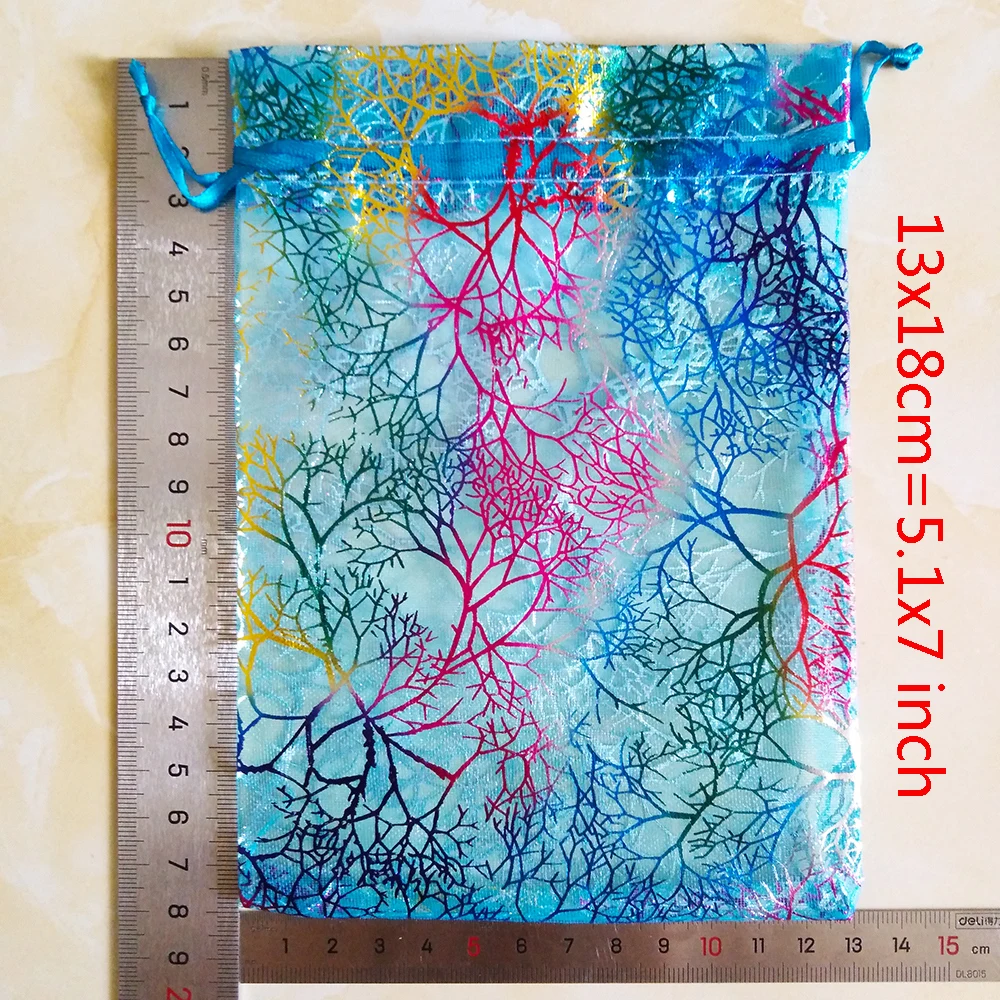 50pcs/lot 7x9 9x12 10x15 13x18cm Colorful Drawstring Organza Bags  Jewelry Packaging Bags Wedding Party Gift Bag Jewelry Pouch