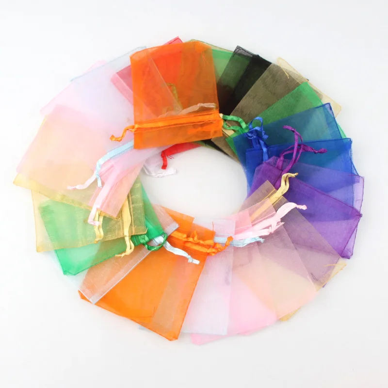 Wholesale 7x9/9x12/10x15/13x18CM Organza Bags Drawable Bags Display Jewelry Packaging Candy Wedding Party Birthday Gift Pouches