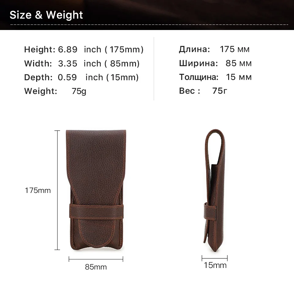 Vintage Genuine Leather 3-Finger Cigars Holder Portable Humidor Box With Cutter Case For Men Men's Gift Box/Gift Bag