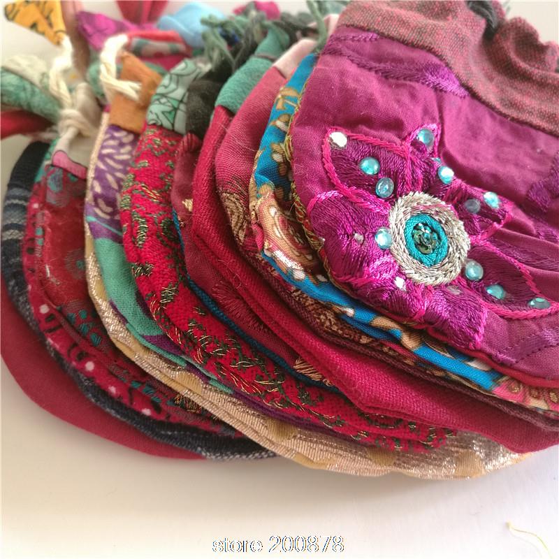 10PCS Mix Nepal Hand Cotton Pouches Jewelry Bags Accessories C18