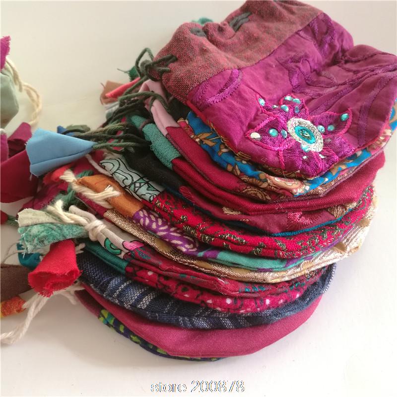 10PCS Mix Nepal Hand Cotton Pouches Jewelry Bags Accessories C18