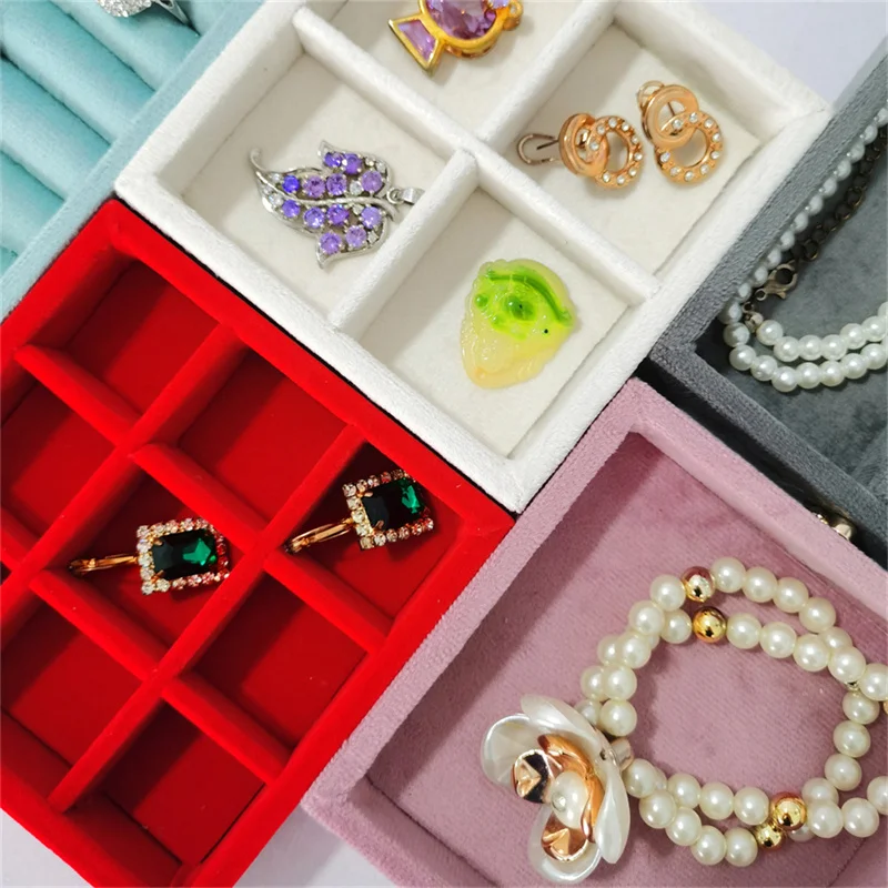 Soft Velvet Jewelry Storage Tray Earring Brooch Cufflinks Organizer Case Ring Pendant Small Item Holder 11*11cm