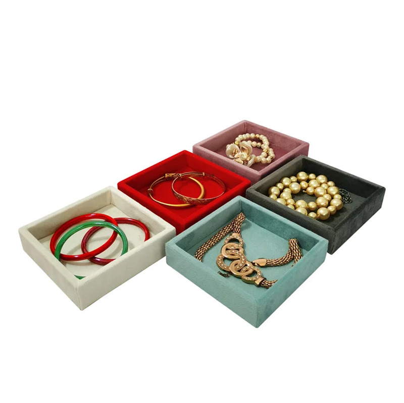 Soft Velvet Jewelry Storage Tray Earring Brooch Cufflinks Organizer Case Ring Pendant Small Item Holder 11*11cm