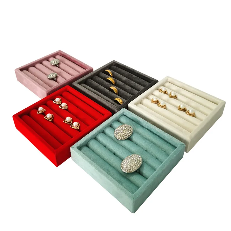 Soft Velvet Jewelry Storage Tray Earring Brooch Cufflinks Organizer Case Ring Pendant Small Item Holder 11*11cm