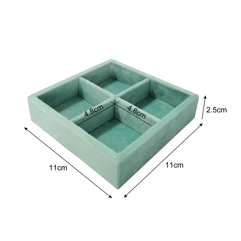 Soft Velvet Jewelry Storage Tray Earring Brooch Cufflinks Organizer Case Ring Pendant Small Item Holder 11*11cm