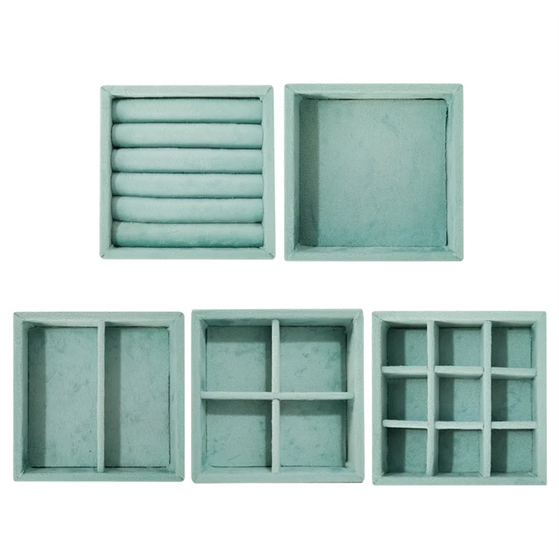 Soft Velvet Jewelry Storage Tray Earring Brooch Cufflinks Organizer Case Ring Pendant Small Item Holder 11*11cm