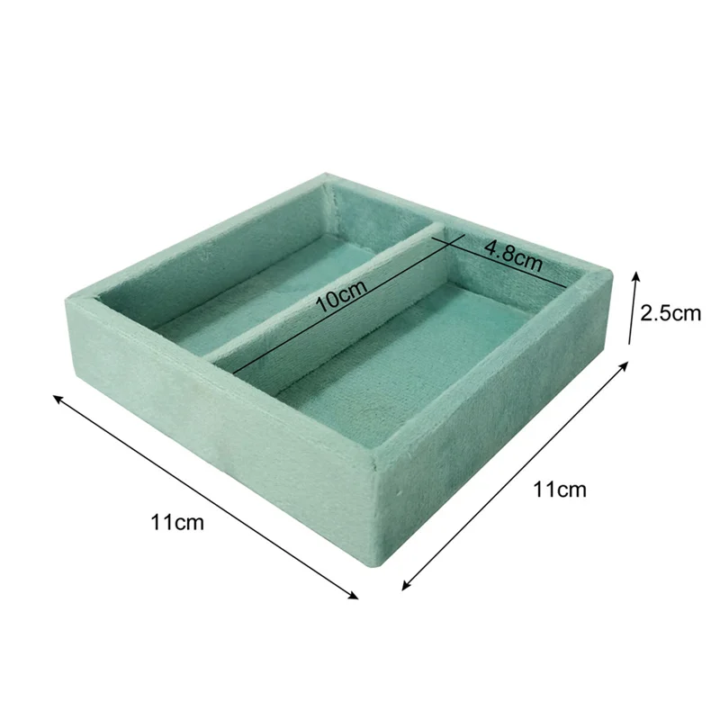 Soft Velvet Jewelry Storage Tray Earring Brooch Cufflinks Organizer Case Ring Pendant Small Item Holder 11*11cm