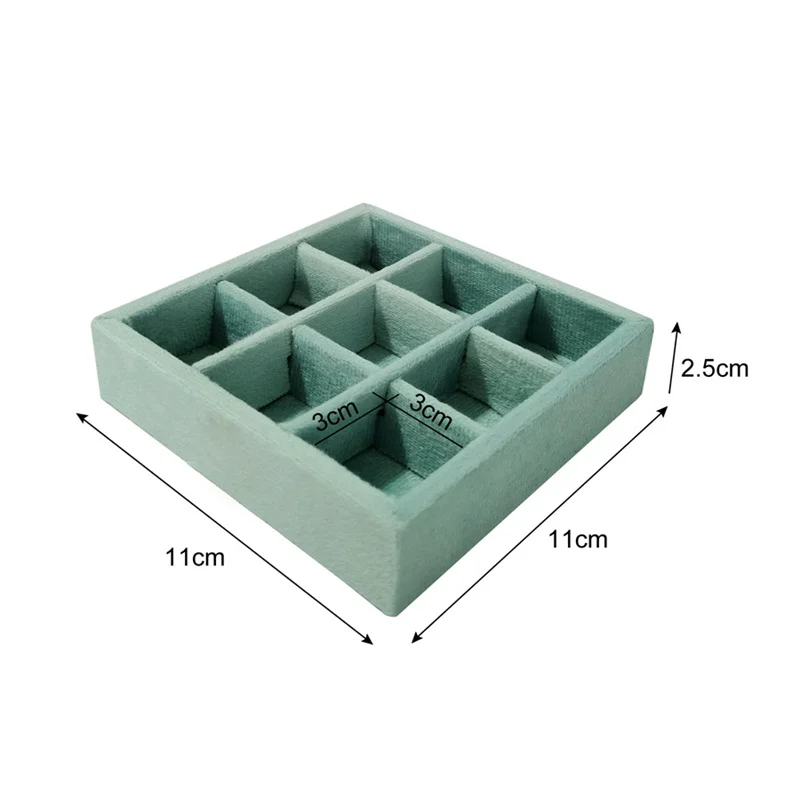 Soft Velvet Jewelry Storage Tray Earring Brooch Cufflinks Organizer Case Ring Pendant Small Item Holder 11*11cm