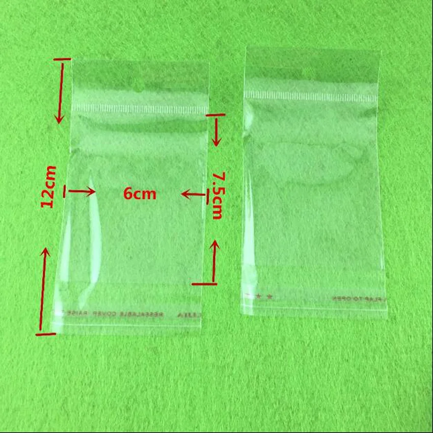 1000pcs/lot Clear Self Adhesive Seal Plastic Bags Transparent Resealable Cellophane Poly Packing Bags OPP Bag With Hanging Hole