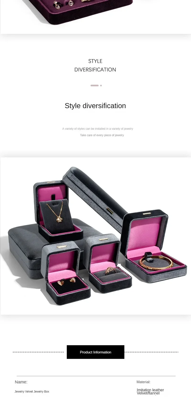High Grade Retro Velvet Jewelry Organizer Box Ring Earrings Bracelet Necklace Storage Gift Jewelry Packaging Case