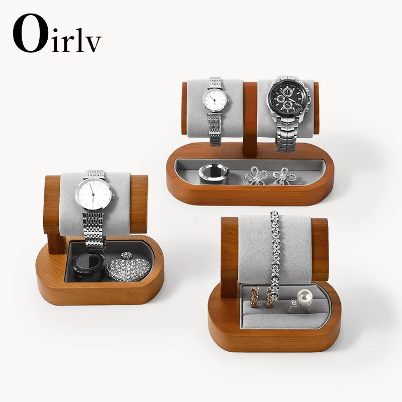 Oirlv Wooden Watch Stand Bracelet Display Rack Jewelry Storage Electronic Watch Holder Jewelry Retail Stores Watch Holder Gift