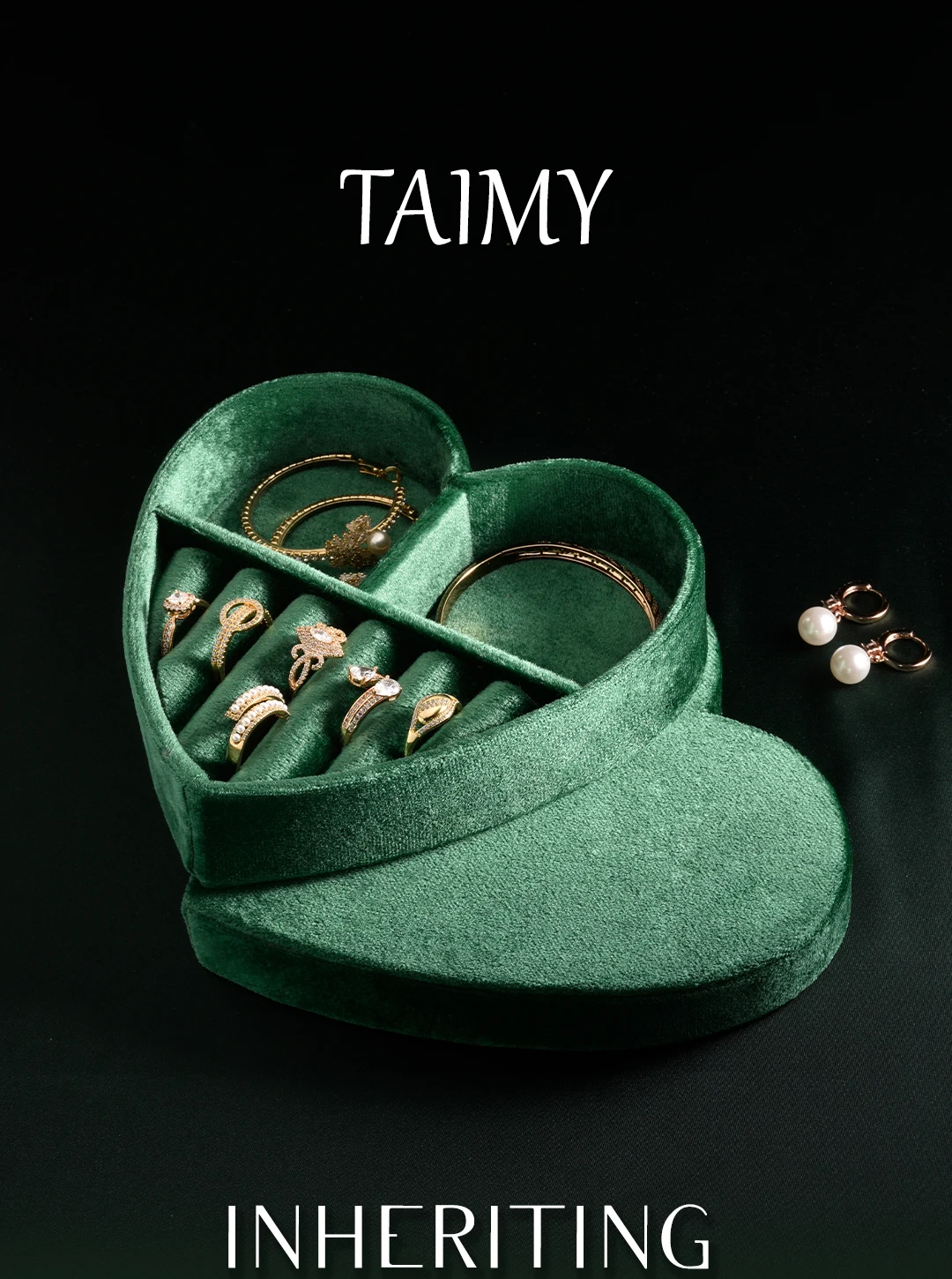 TAIMY European Retro Heart Shape Velvet Ring Jewelry Box Birthdays Valentine Wedding Personalise Gifts Display Packaging Case