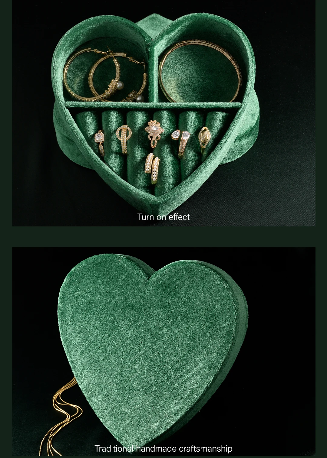 TAIMY European Retro Heart Shape Velvet Ring Jewelry Box Birthdays Valentine Wedding Personalise Gifts Display Packaging Case