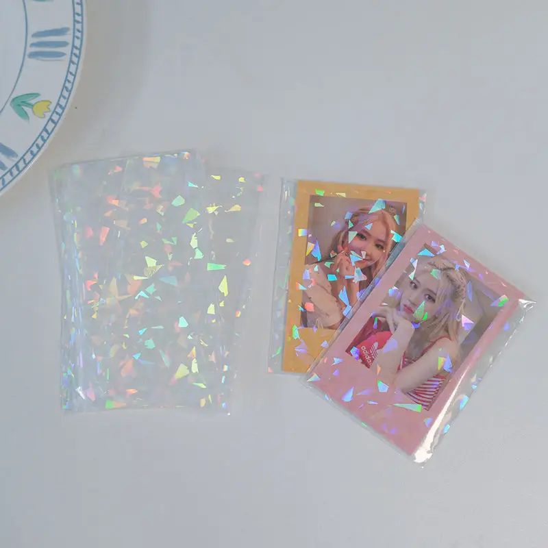 50pcs/lot Transparent Laser Fragment Self-adhesive Bag Plastic Pouch for Jewelry Retail Display Packaging Flash Holographic Bag