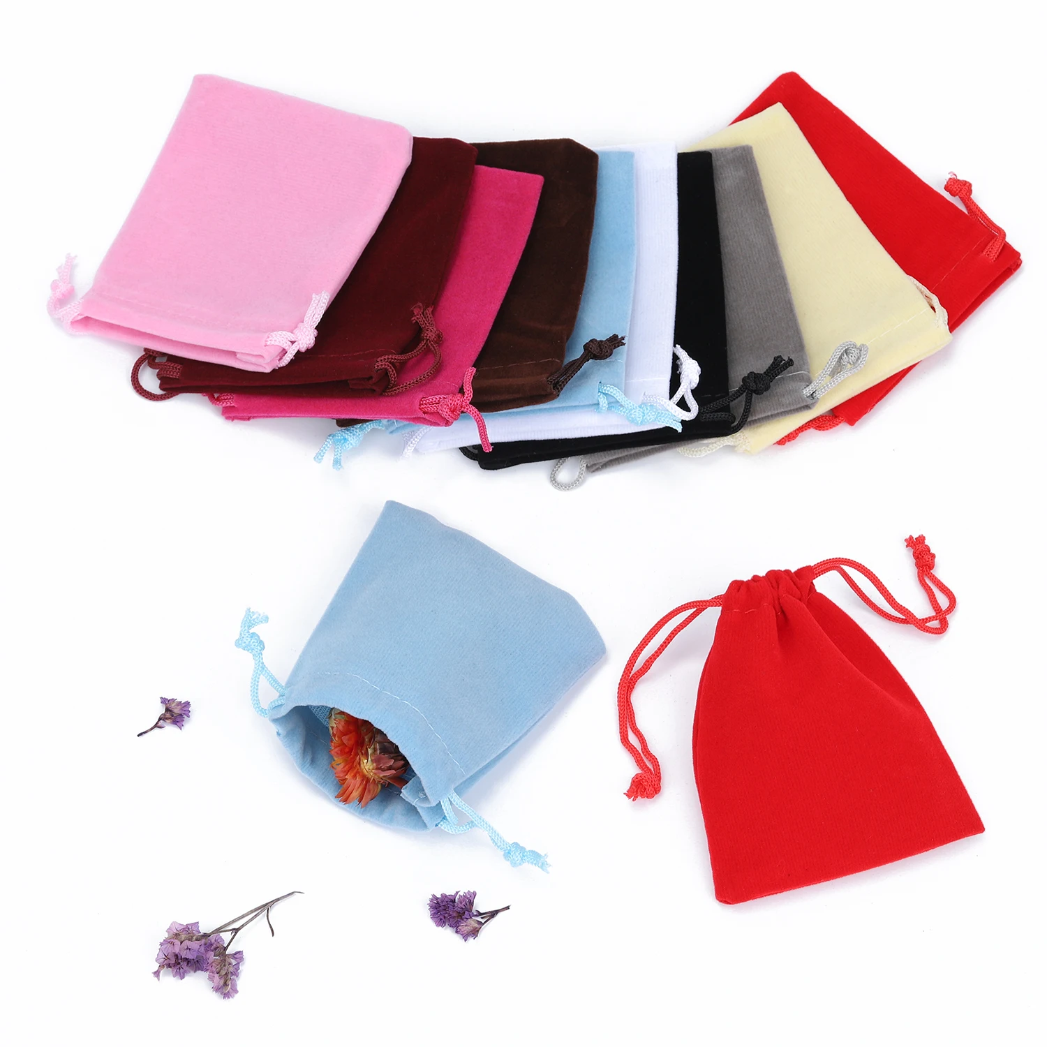 10pcs 7x9cm 9x12cm Velvet Bag Drawstrings Pouches Favor Bag Jewelry Gift Display Packing Bags Flannel Sachet Fabric Jewelry Bag