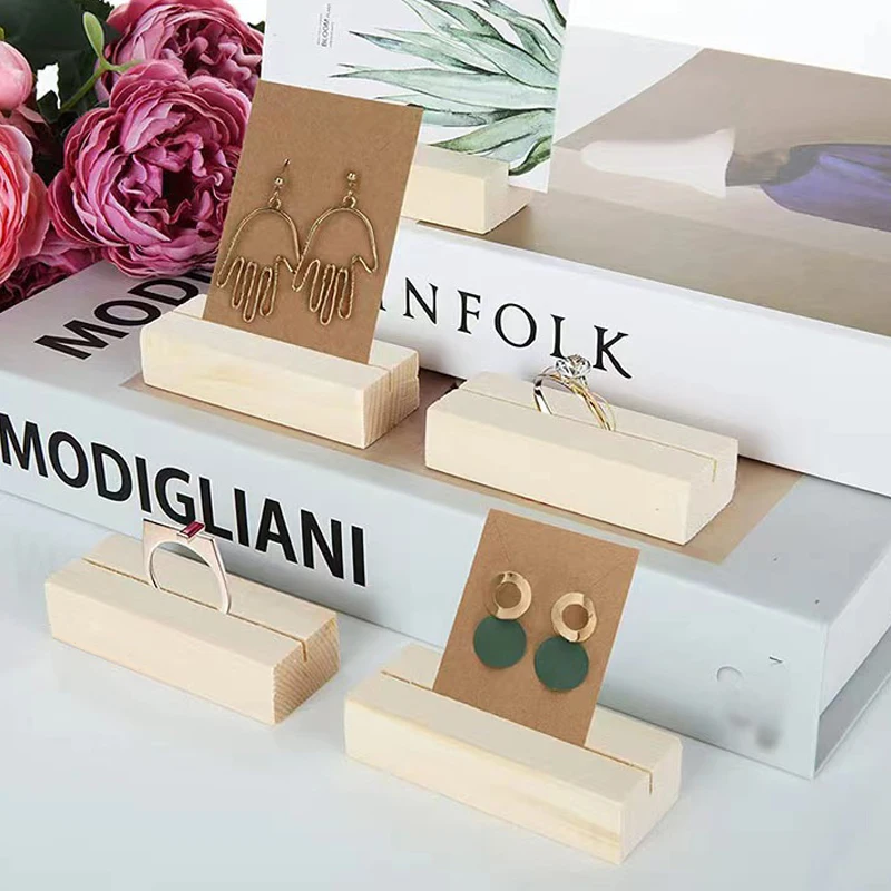 Wood Display Base Jewelry Earrings Necklace Stands Holders Earring Cards Wood Base Retail Exhibitor Decoration