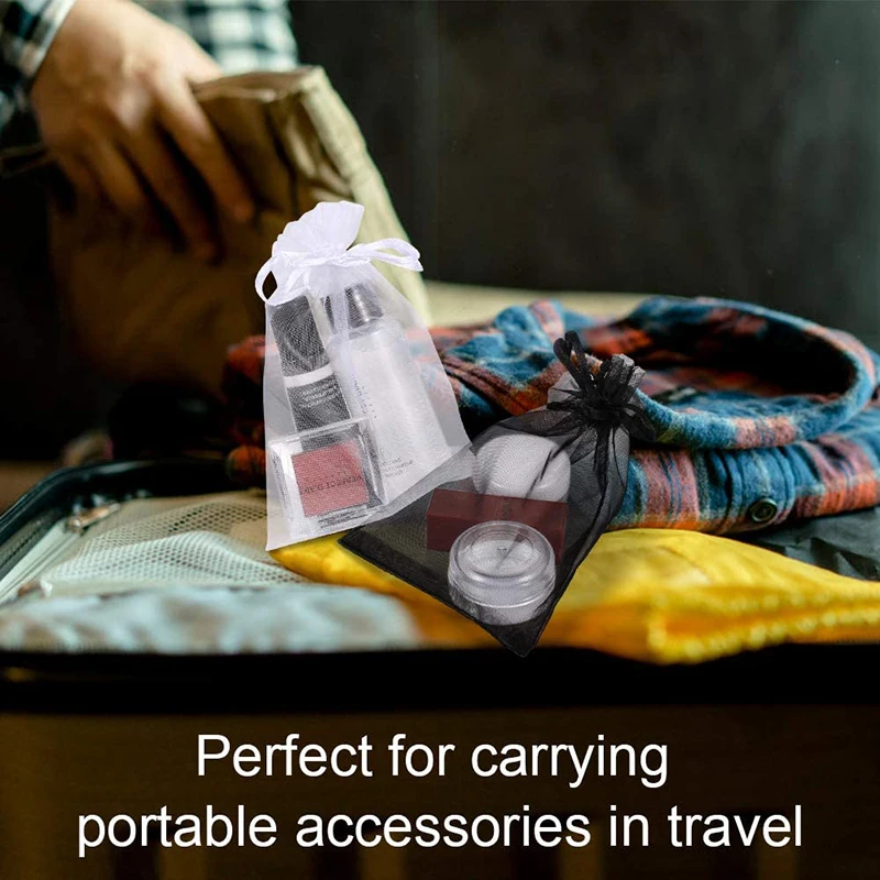 Wholesale 50pcs/lot Adjustable Organza Bag 5x7cm 7x9cm 9x12cm 10x15cm Drawstring Jewelry Packaging Candy Wedding Gifts Pouches