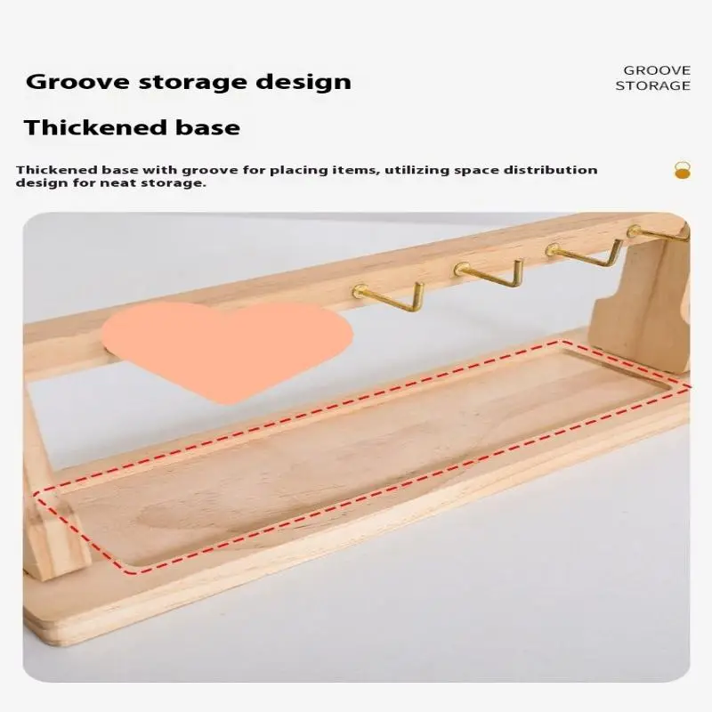 Wooden Jewelry Display Stand Necklace Bracelet Key Holder Hook Storage Rack Earring Pin Brooch Holder Stand Organizer