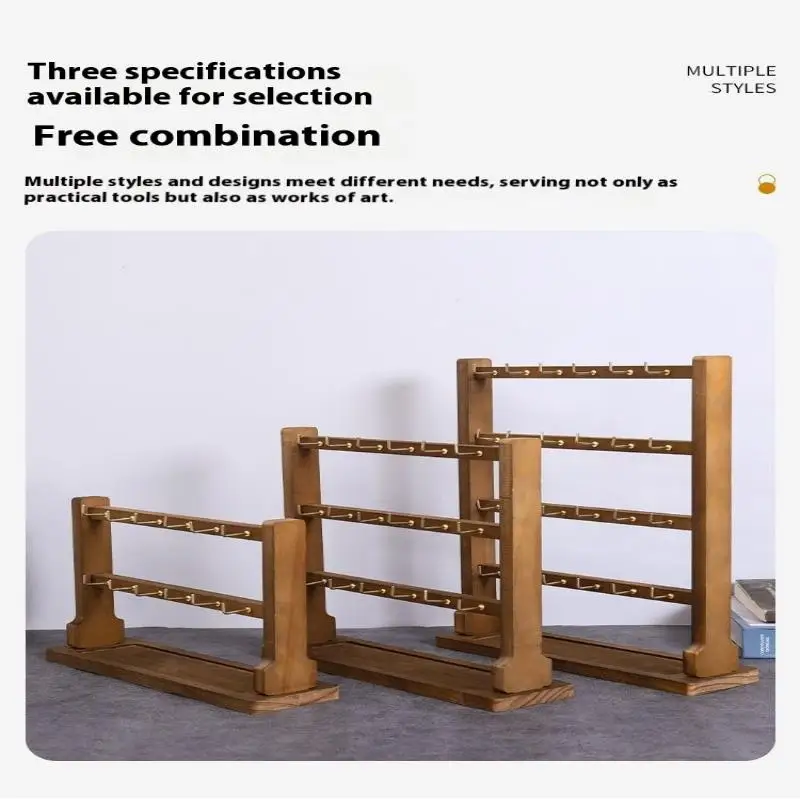 Wooden Jewelry Display Stand Necklace Bracelet Key Holder Hook Storage Rack Earring Pin Brooch Holder Stand Organizer