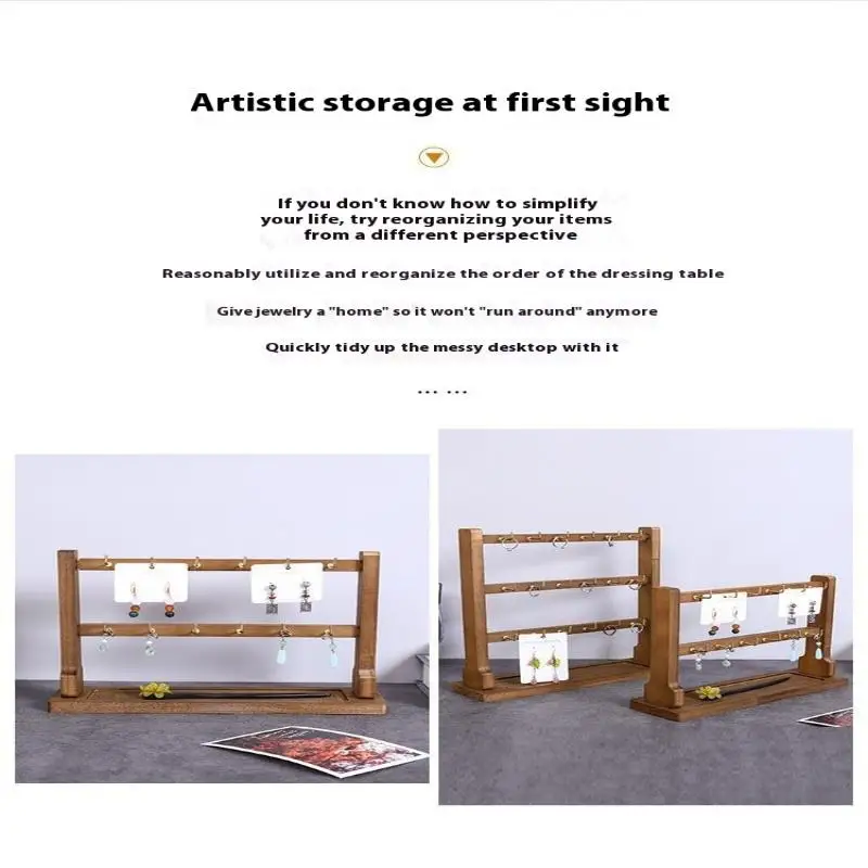 Wooden Jewelry Display Stand Necklace Bracelet Key Holder Hook Storage Rack Earring Pin Brooch Holder Stand Organizer