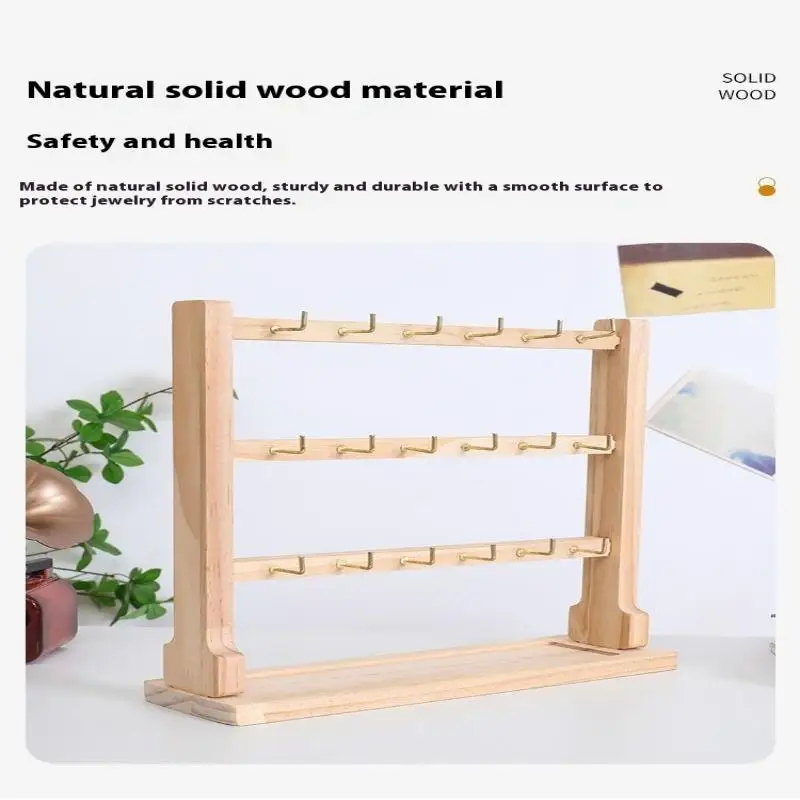 Wooden Jewelry Display Stand Necklace Bracelet Key Holder Hook Storage Rack Earring Pin Brooch Holder Stand Organizer