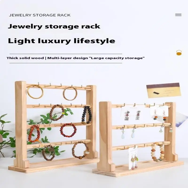 Wooden Jewelry Display Stand Necklace Bracelet Key Holder Hook Storage Rack Earring Pin Brooch Holder Stand Organizer