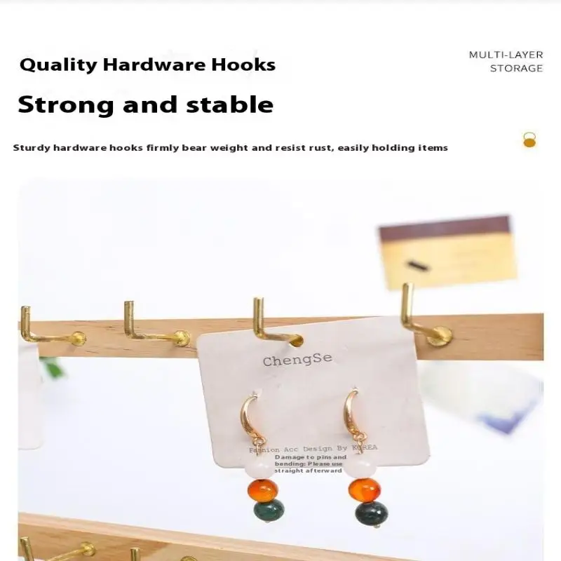 Wooden Jewelry Display Stand Necklace Bracelet Key Holder Hook Storage Rack Earring Pin Brooch Holder Stand Organizer