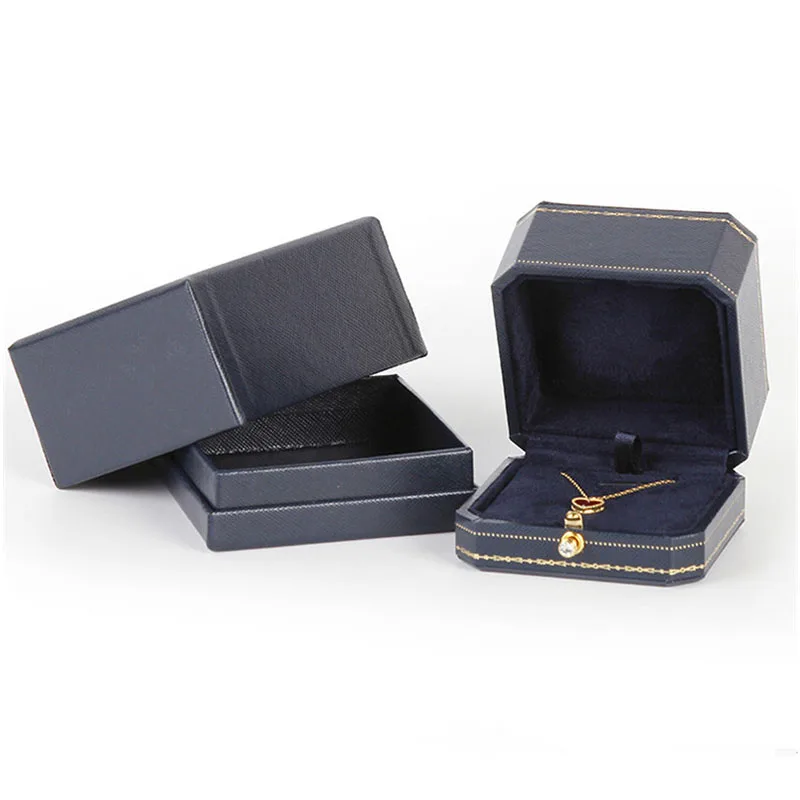 Classic Jewellery Wedding Double Ring Box Luxury Jewelry Cases Packaging For Necklace Pendant Display Case Ring Box Custom