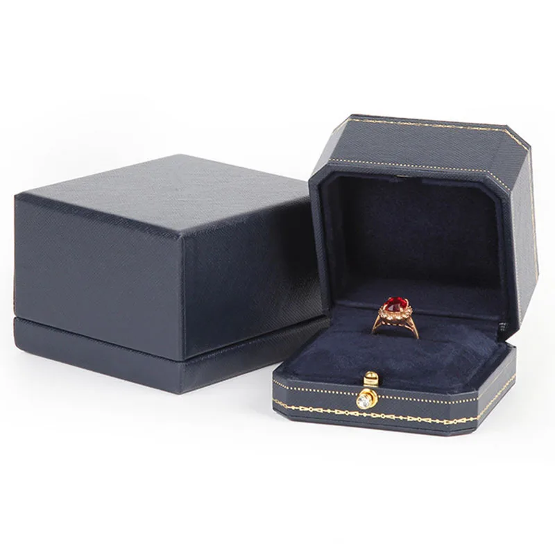 Classic Jewellery Wedding Double Ring Box Luxury Jewelry Cases Packaging For Necklace Pendant Display Case Ring Box Custom