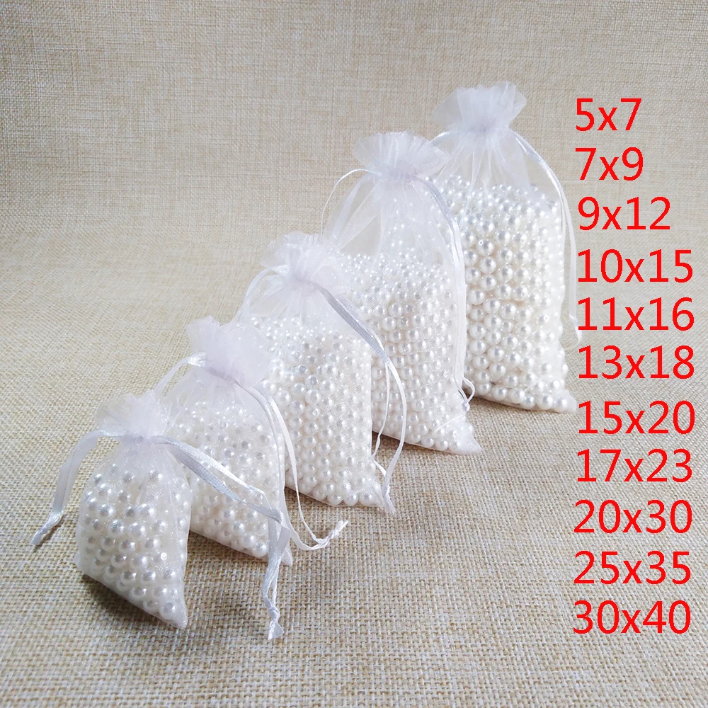 1000pcs 7x9 9x12 10x15 13x18 15x20CM Organza Bags Jewelry Packaging Bags Wedding Party Decoration Gift Bag Box Drawstring Pouch