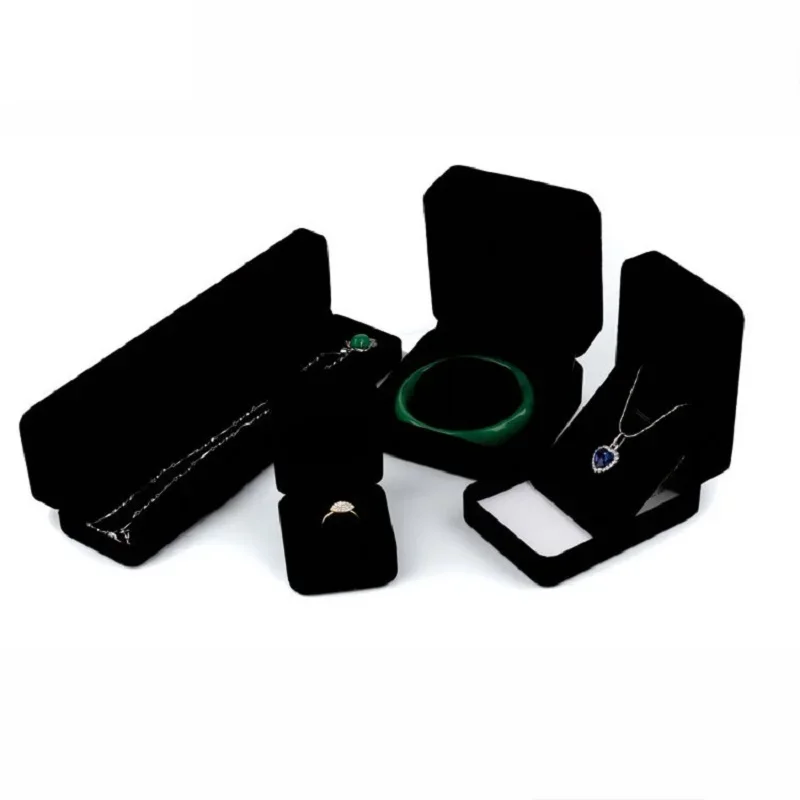 Black Velvet Full Range Jewelry Box Ring Earrings Storage Bracelet Box Pendant Necklace Jewelry Storage Box Gift Box