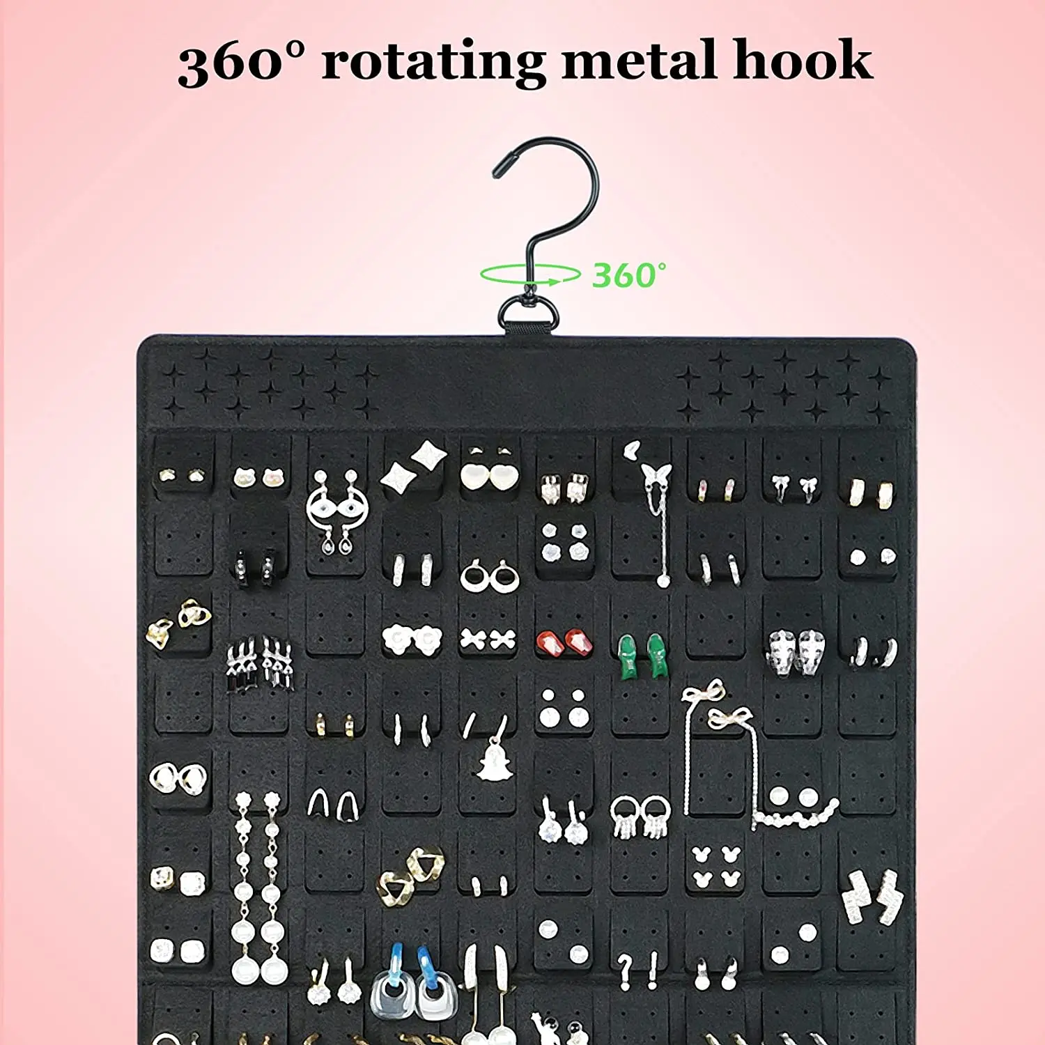 300Pairs Hanging Jewelry Organizer Bag for Earrings Necklace Bracelets Display Storage Double Sided Felt Rotating Hanger Joyero