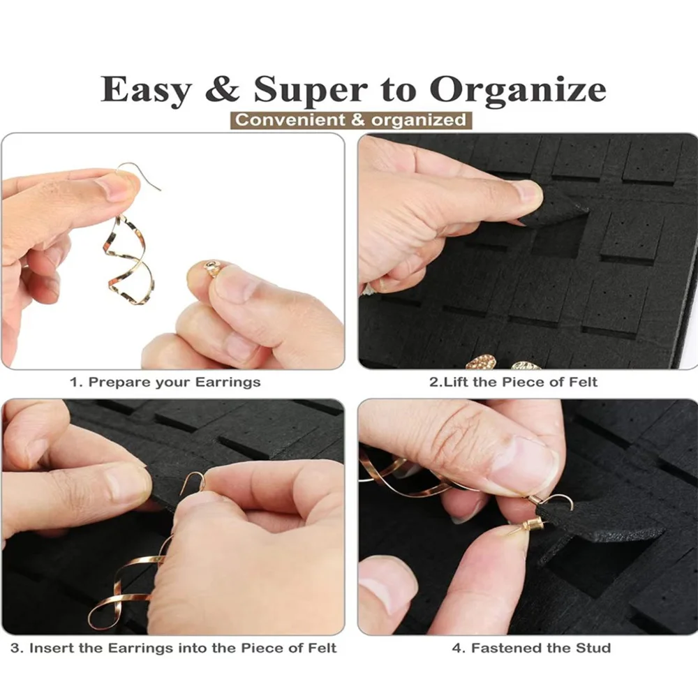 300Pairs Hanging Jewelry Organizer Bag for Earrings Necklace Bracelets Display Storage Double Sided Felt Rotating Hanger Joyero