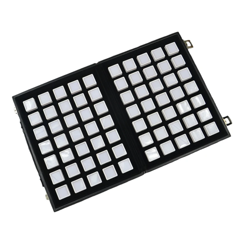 Grids Jewelry Gem Travel Display Leather Carrying Bag Show Case Loose Diamond Gemstone Bead Collection Storage Box Glass Top Lid