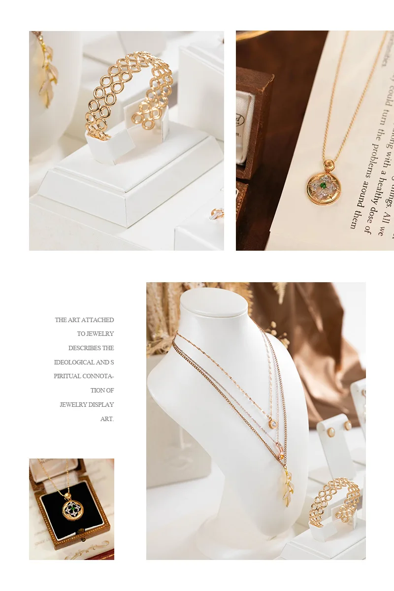 Elegant White Leather Earrings Bracelet Jewelry Display Holder Showcase Ring Stand Tray Pendant Necklace Mannequin Bust Model
