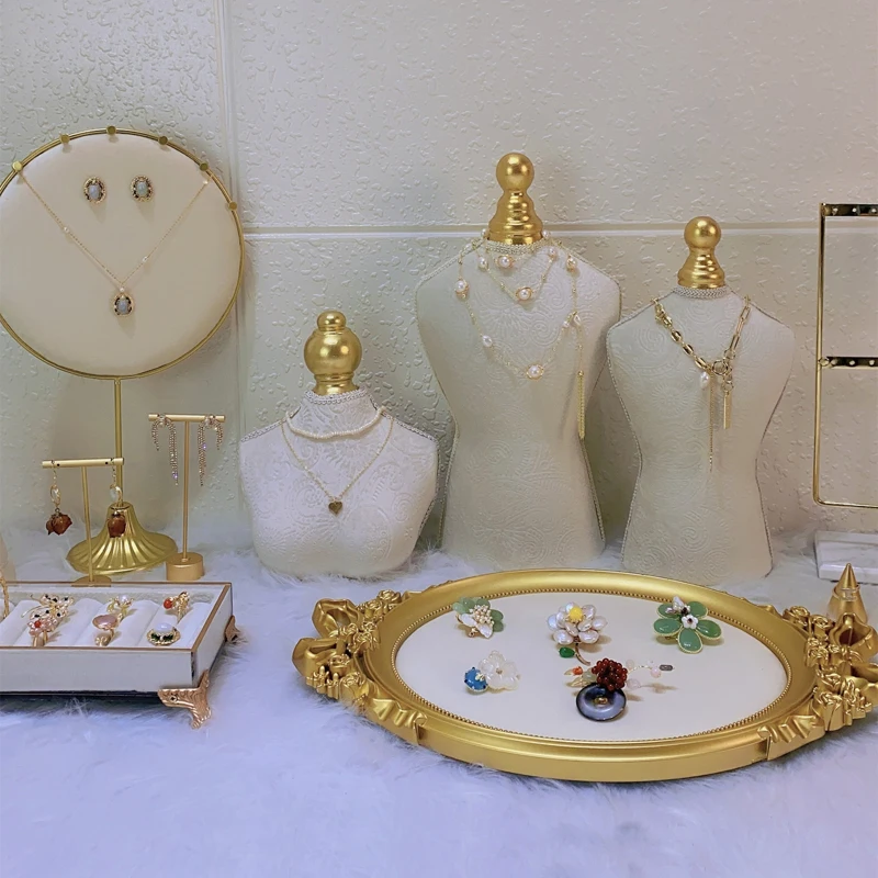 Jewelry Store Window Jewelry Display Case Fashion White Flannelette Head Jewelry Display Rack Ring Necklace Display Rack