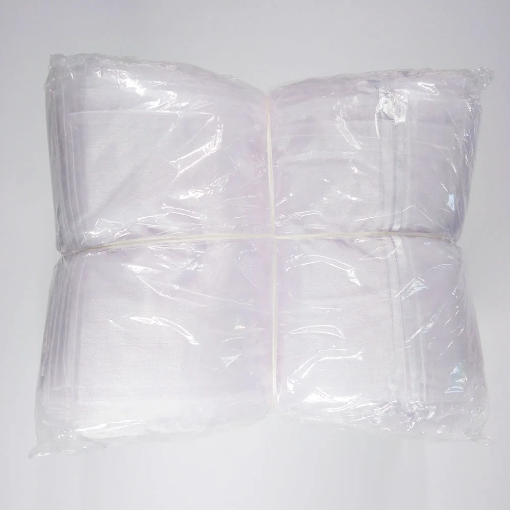 100pcs Organza Pouch 15x20 17x23 20x30 25x35cm Drawable Organza Bags Jewelry Packaging Bags Wedding Party Gift Bag Favor Bags