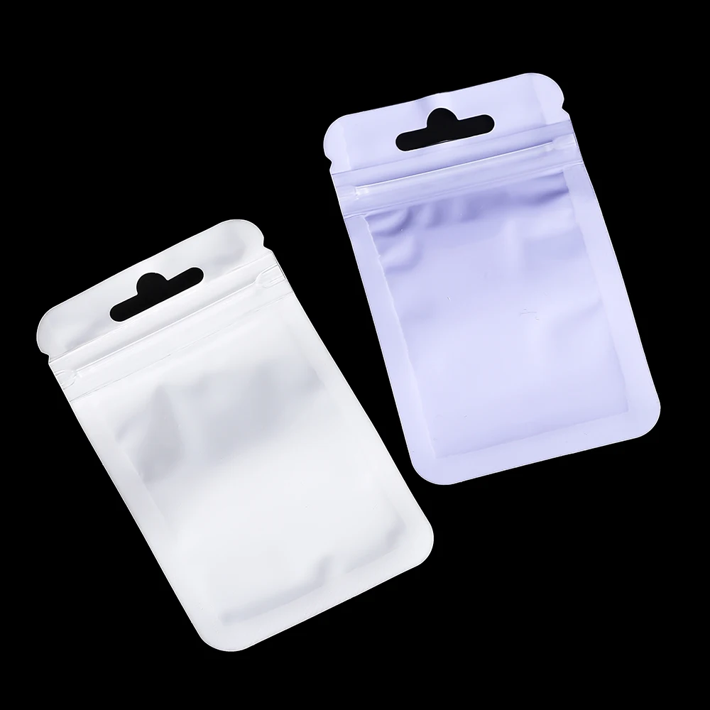50pcs/lot Reusable Plastic Zip Lock Bags Transparent Purple color Sealing Bag for DIY Jewelry Retail Display Wrap Packaging Bag