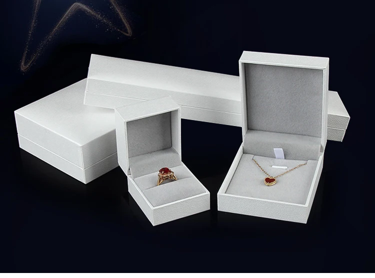 Wholesale Ring Earrings Jewelry Packaging Box for Business Superior Gift Necklace Ear Studs Bracelet Bangle Storage Box White