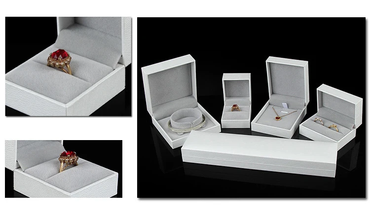 Wholesale Ring Earrings Jewelry Packaging Box for Business Superior Gift Necklace Ear Studs Bracelet Bangle Storage Box White