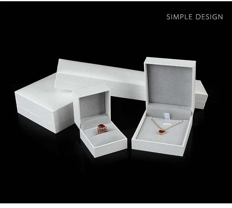 Wholesale Ring Earrings Jewelry Packaging Box for Business Superior Gift Necklace Ear Studs Bracelet Bangle Storage Box White