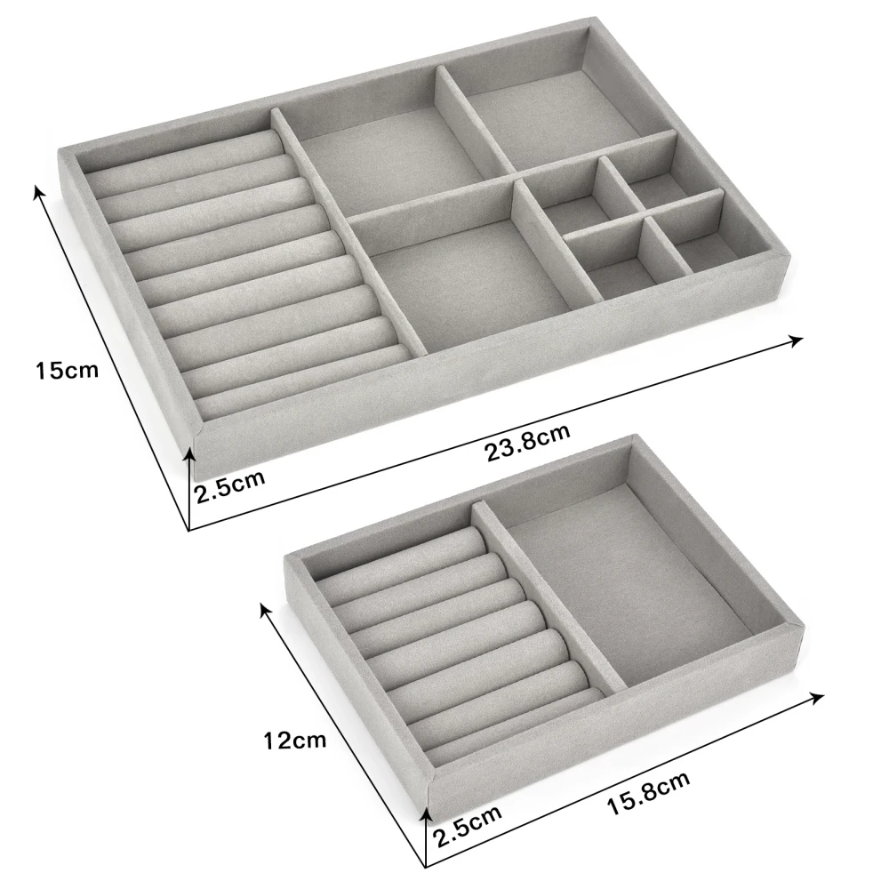 Velvet Jewelry Box Display Tray Drawer Storage Jewellery Holder For Ring Earrings Necklace Bracelet Soft Velvet Organizer Case